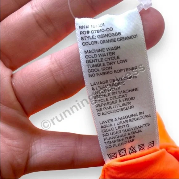 NWT Good American Jacquard Better Bandeau Bikini Top In Color Orange Cream - Picture 7 of 8